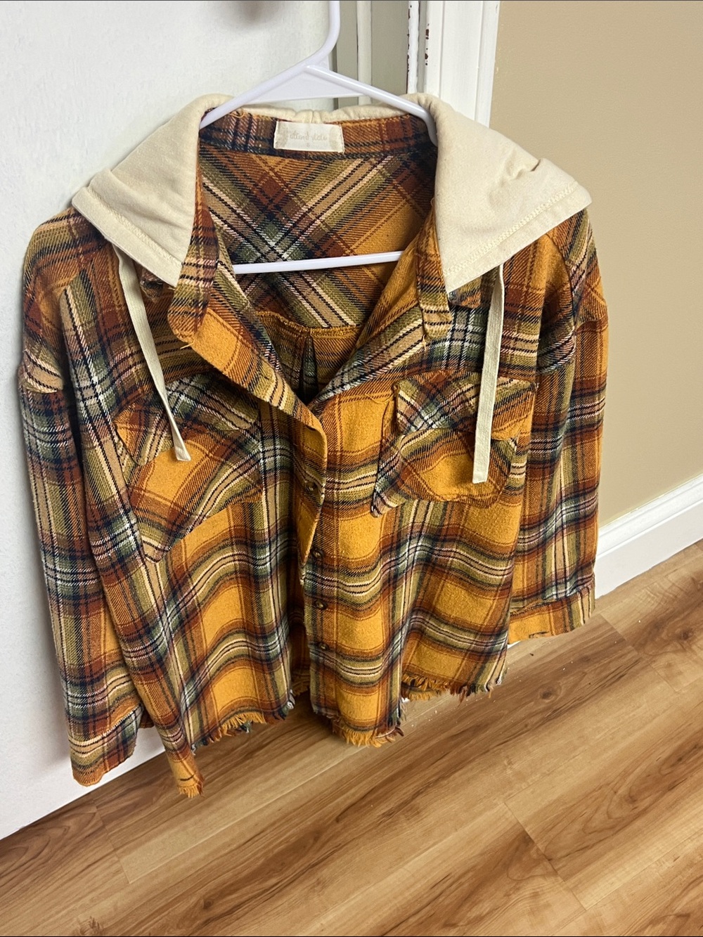 S Altar'd State Plaid flannel Hooded Utility Jacket Shackleton shirt